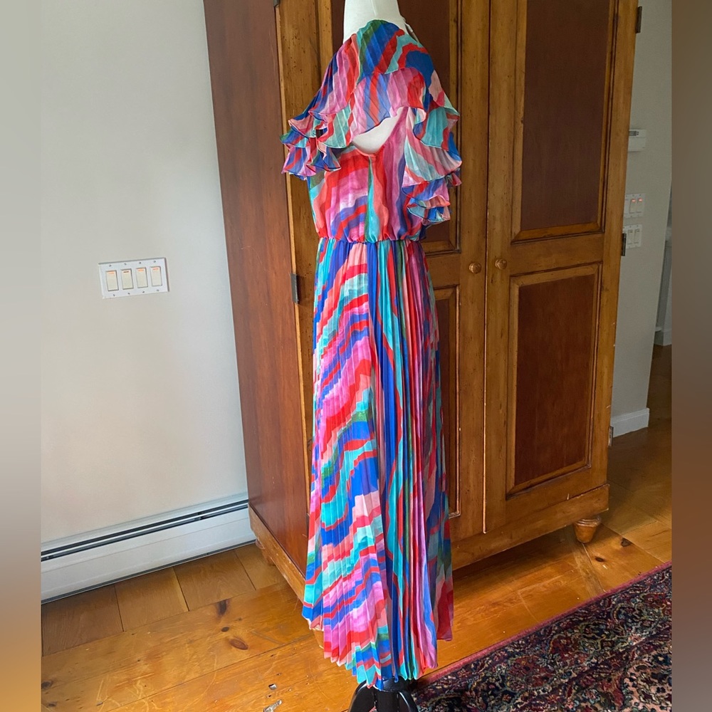 AMUR Luisa Pleated Striped Midi Dress size 2 - Picture 11 of 16